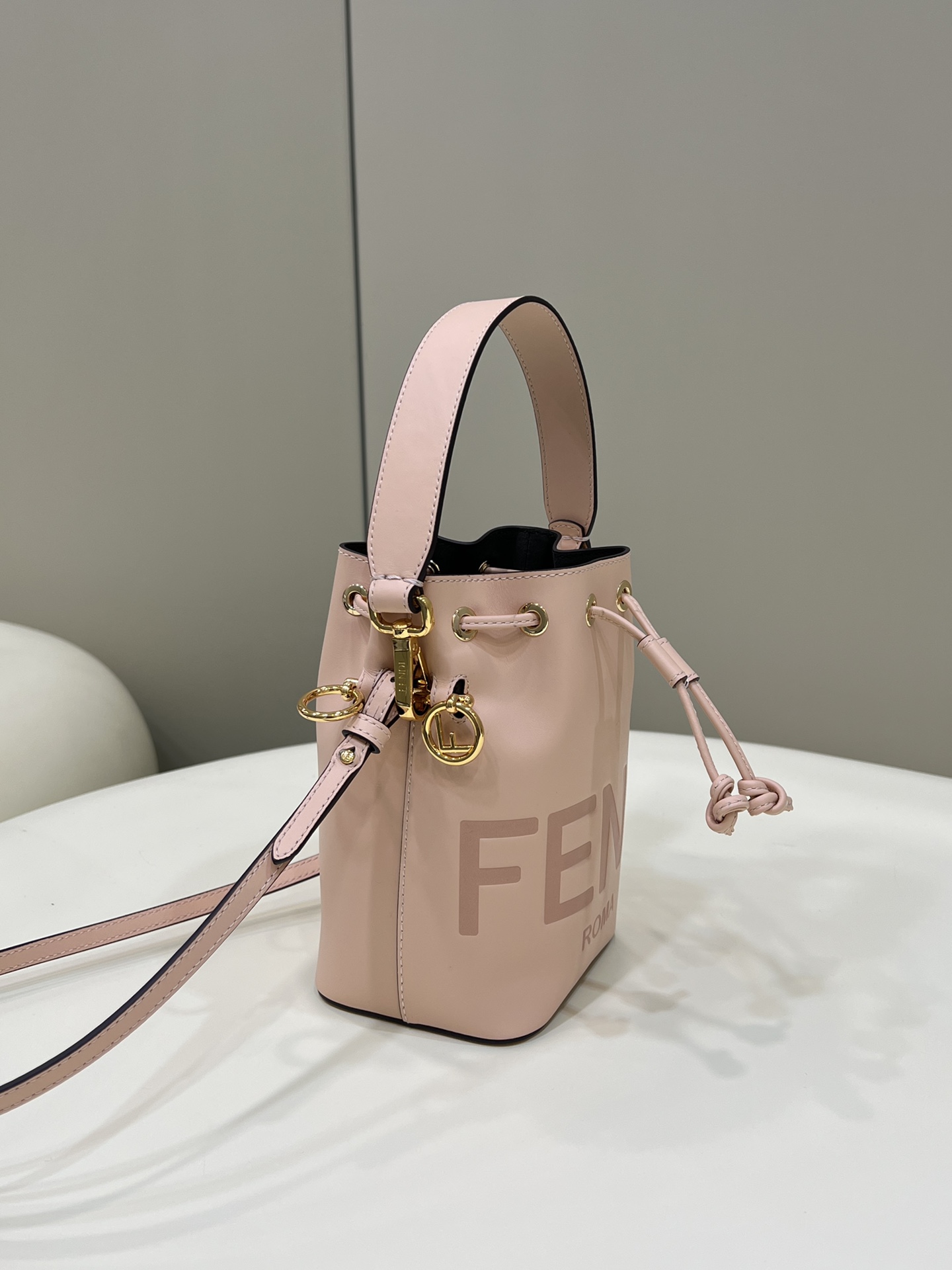 Fendi Mini Mon Tresor Leather Shoulder Bag Pink